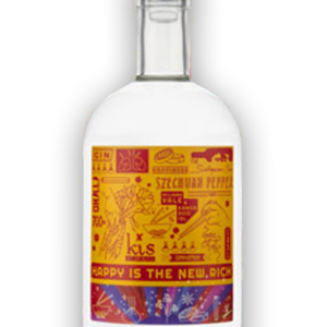 Happy is the New Rich Gin bottle