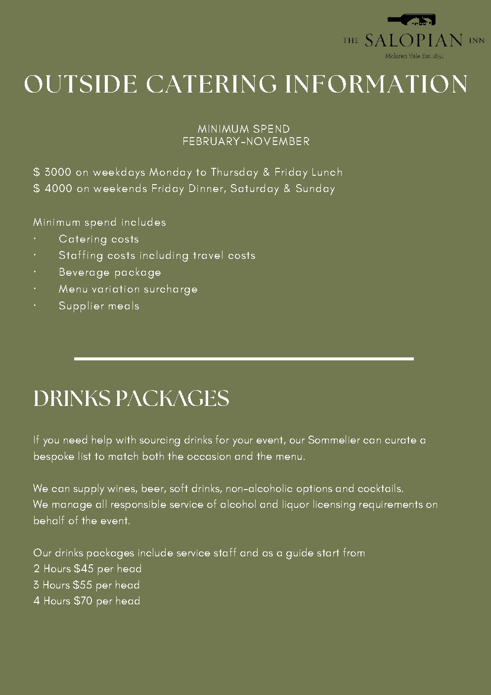 Outside Catering & Events Information Pack — page 3 of 22