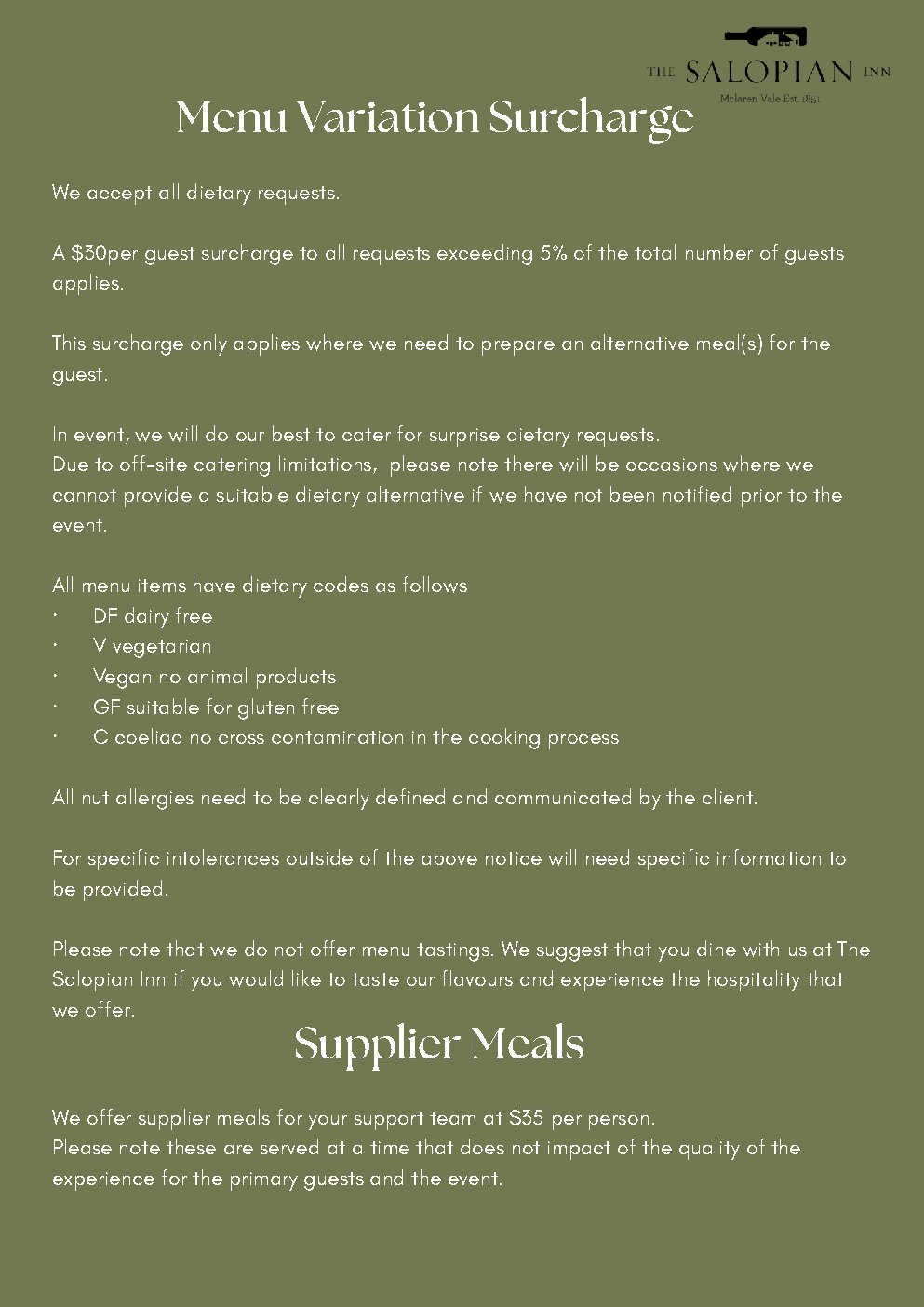 Outside Catering & Events Information Pack — page 6 of 22