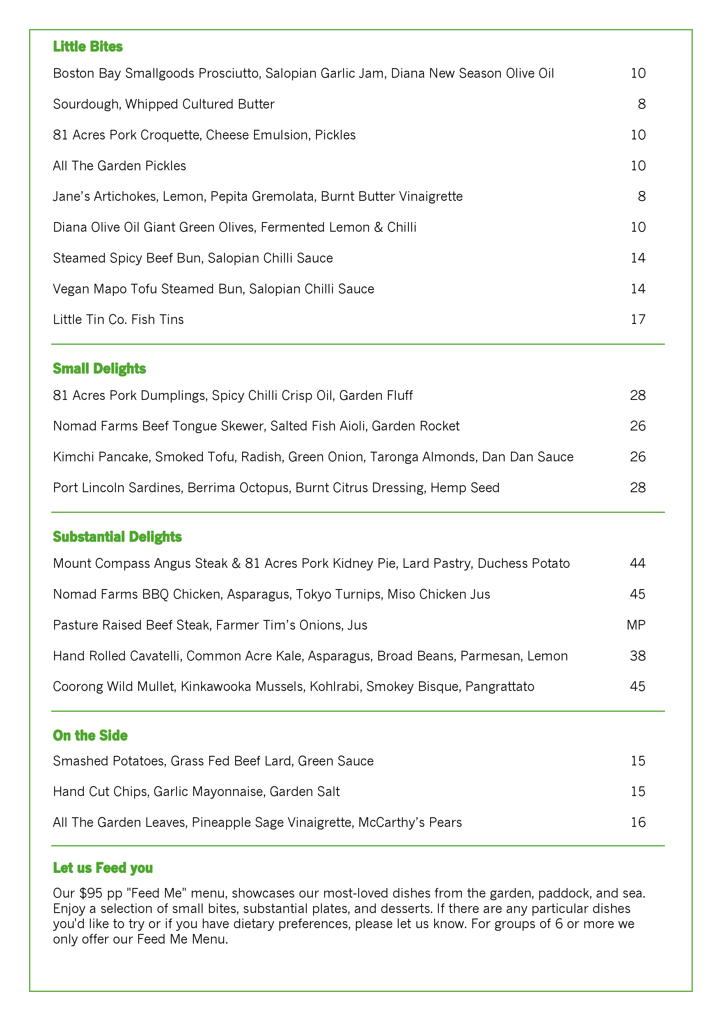 Food Menu — page 1 of 2