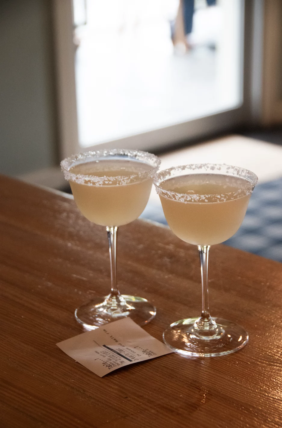 Two cocktails served at a table at The Salopian Inn